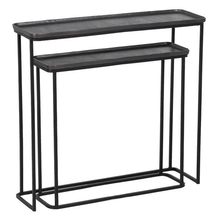 S/2 Consolas Aluminio Hierro Negro, 88 Cm