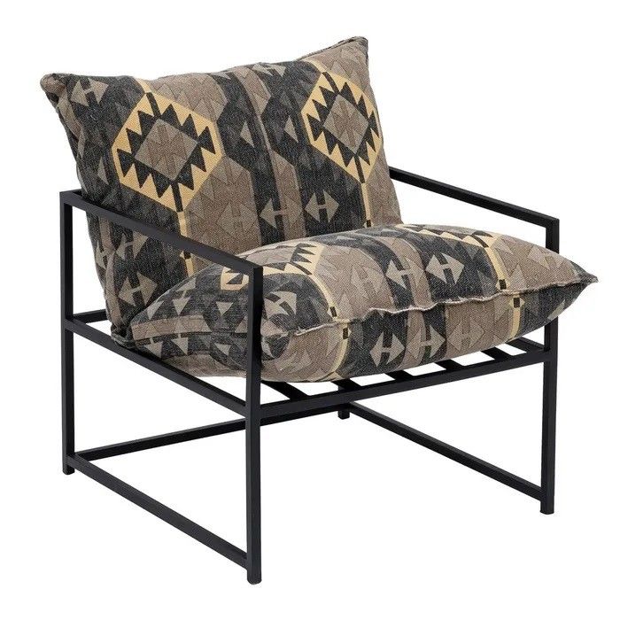 Sillón Tejido Geométrico Metal, 70 X 84 X 86 Cm