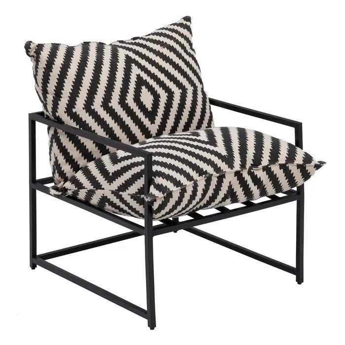 Sillón Tejido Geométrico Metal, 70 Cm