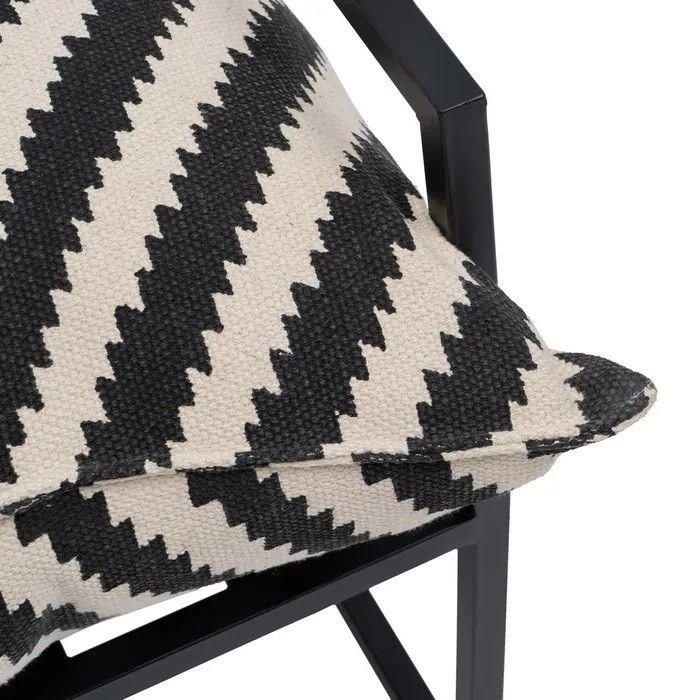 Sillón Tejido Blanco Negro Metal, 70 X 84 X 86 Cm