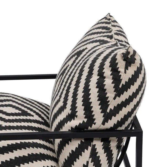 Sillón Tejido Blanco Negro Metal, 70 X 84 X 86 Cm