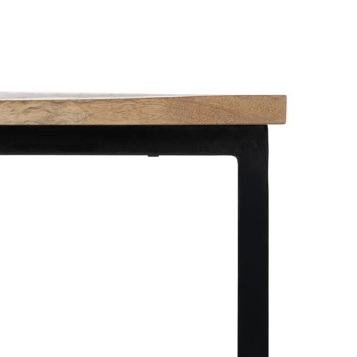 S/2 Mesa Centro Cuadrada Natural Madera Metal, 60 X 60 X 42 Cm
