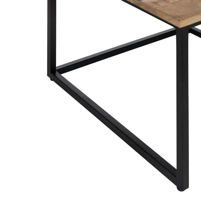 S/2 Mesa Centro Cuadrada Natural Madera Metal, 60 X 60 X 42 Cm