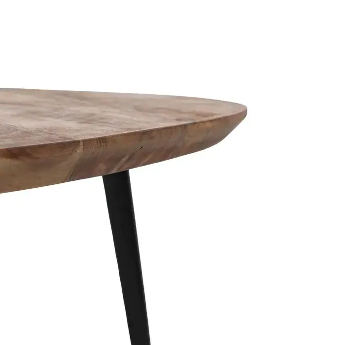 S/3 Mesa Centro Natural Madera Metal, 86 X 81 X 43 Cm
