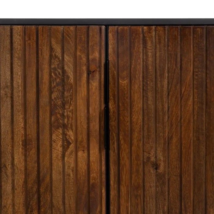 Aparador Diseño Tablillas Madera Mango Hierro Negro, 160 Cm