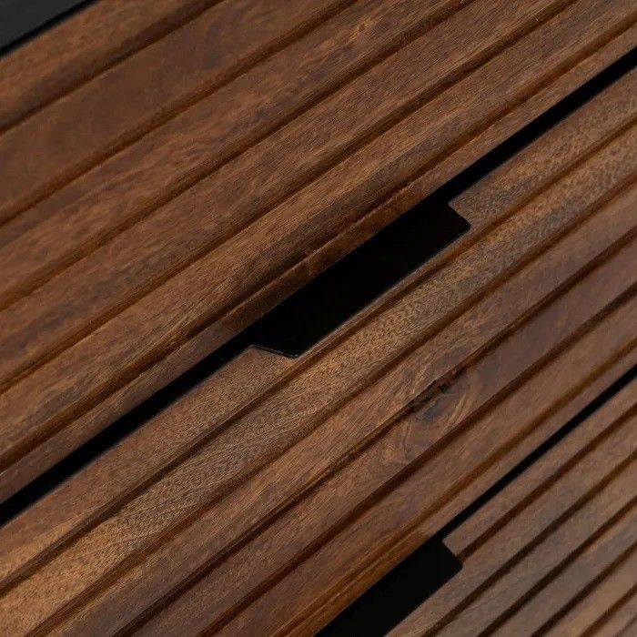 Aparador Diseño Tablillas Madera Mango Hierro Negro, 160 Cm