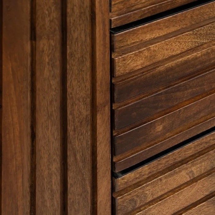 Aparador Diseño Tablillas Madera Mango Hierro Negro, 160 Cm
