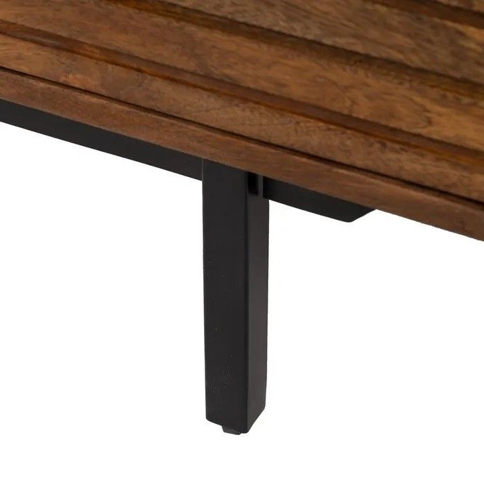 Aparador Diseño Tablillas Madera Mango Hierro Negro, 160 Cm