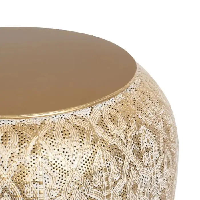 Mesa Auxiliar Ovalada Metal Oro Blanco, 49 Cm