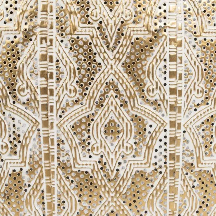 Mesa Auxiliar Ovalada Metal Oro Blanco, 49 Cm