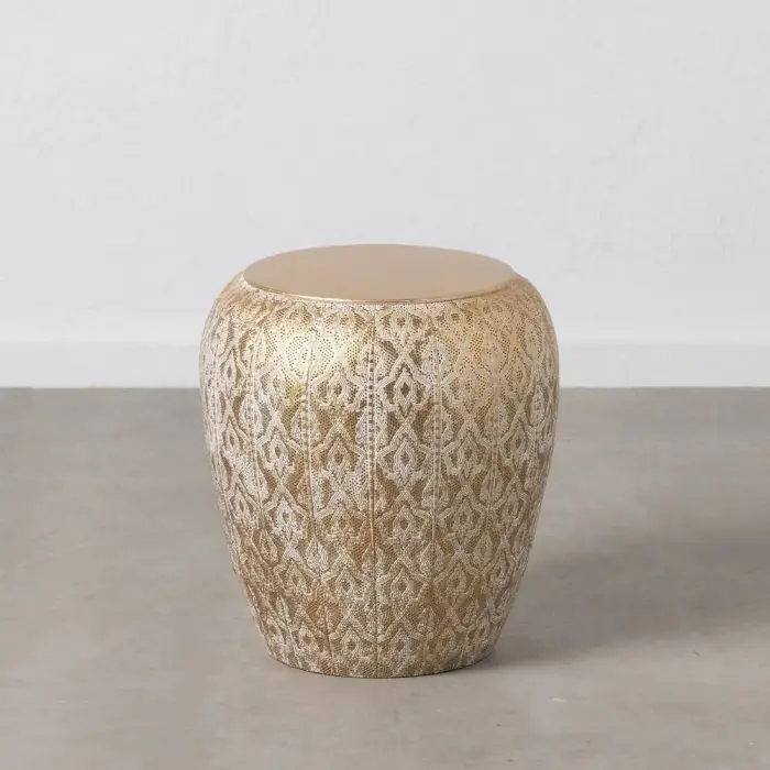 Mesa Auxiliar Ovalada Metal Oro Blanco, 49 Cm