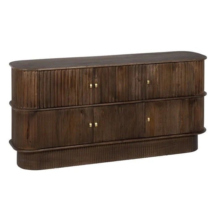 Aparador Curvo Diseño Esterillado Madera Mango, 152 Cm