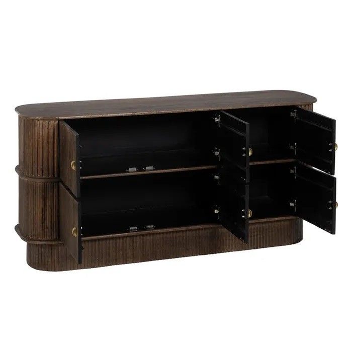 Aparador Curvo Diseño Esterillado Madera Mango, 152 Cm