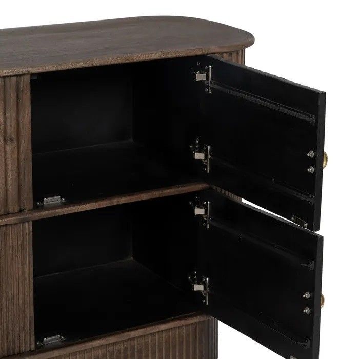 Aparador Curvo Diseño Esterillado Madera Mango, 152 Cm