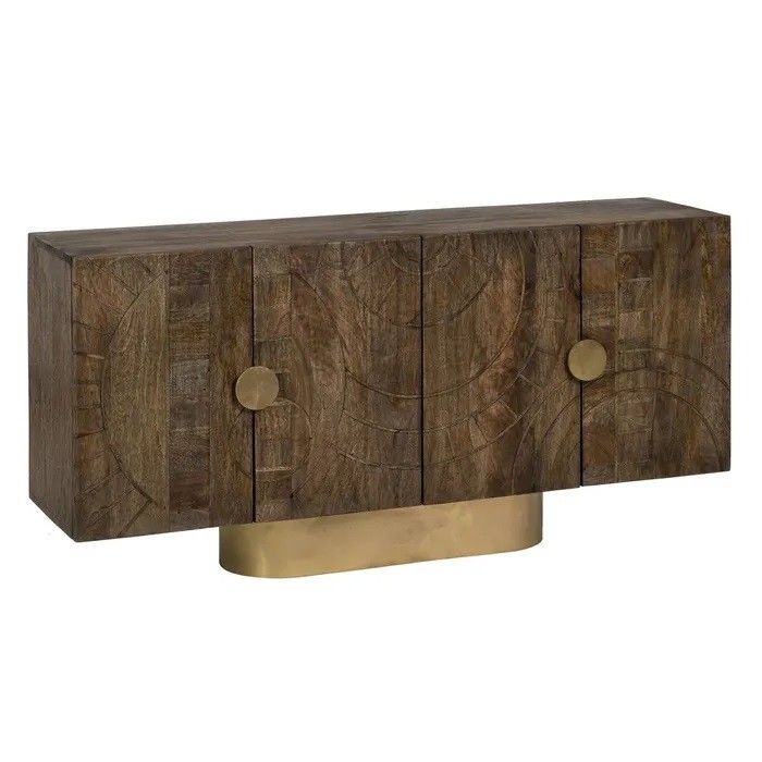 Aparador Tallado Madera Mango Marrón Oro, 153 Cm