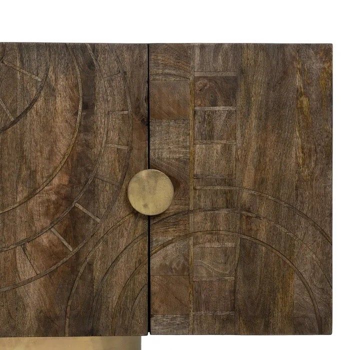 Aparador Tallado Madera Mango Marrón Oro, 153 Cm