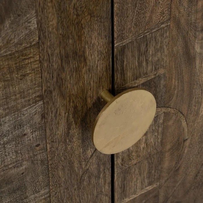 Aparador Tallado Madera Mango Marrón Oro, 153 Cm