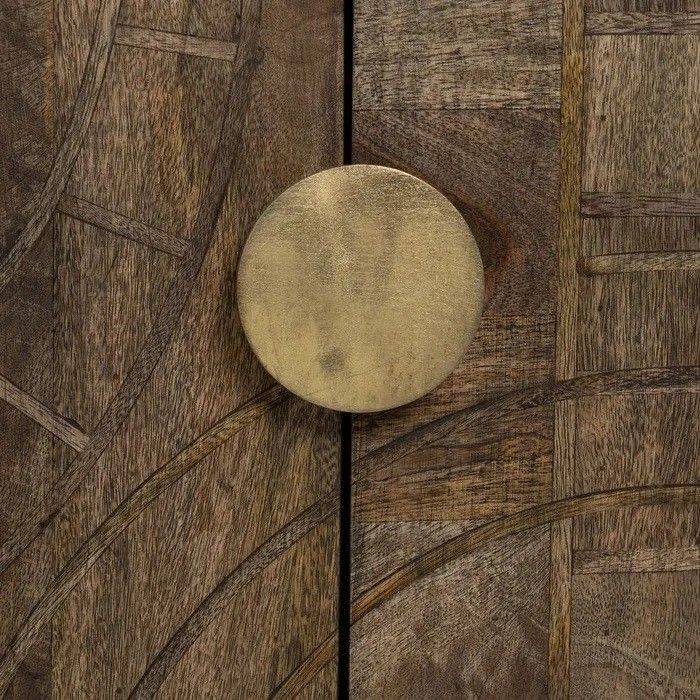 Aparador Tallado Madera Mango Marrón Oro, 153 Cm