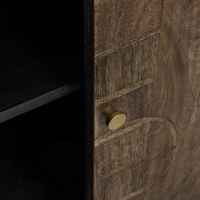 Aparador Tallado Madera Mango Marrón Oro, 153 Cm