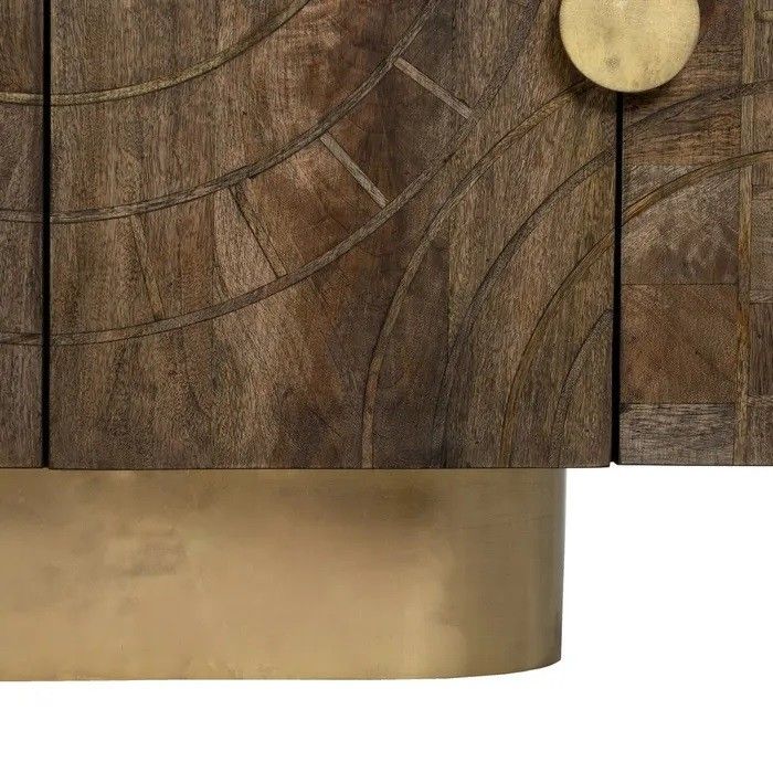 Aparador Tallado Madera Mango Marrón Oro, 153 Cm