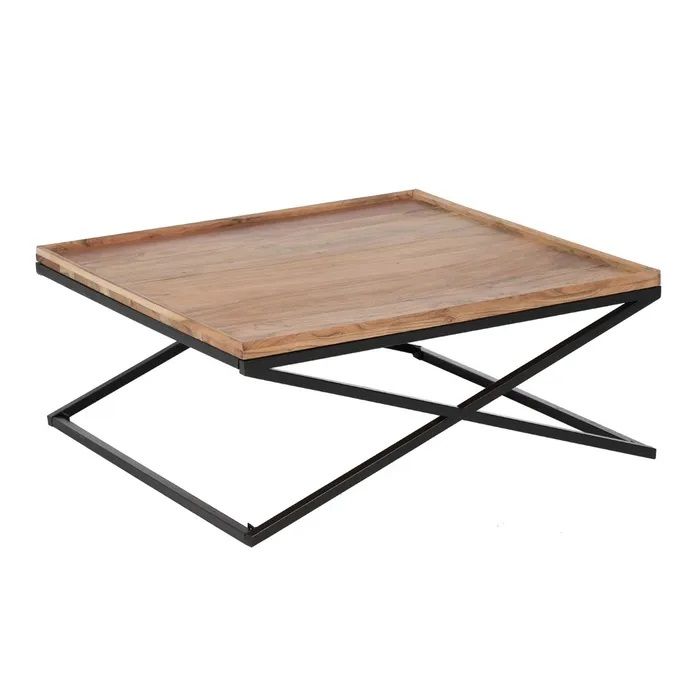 Mesa Centro Bandejas Madera Mango Hierro, 85 Cm