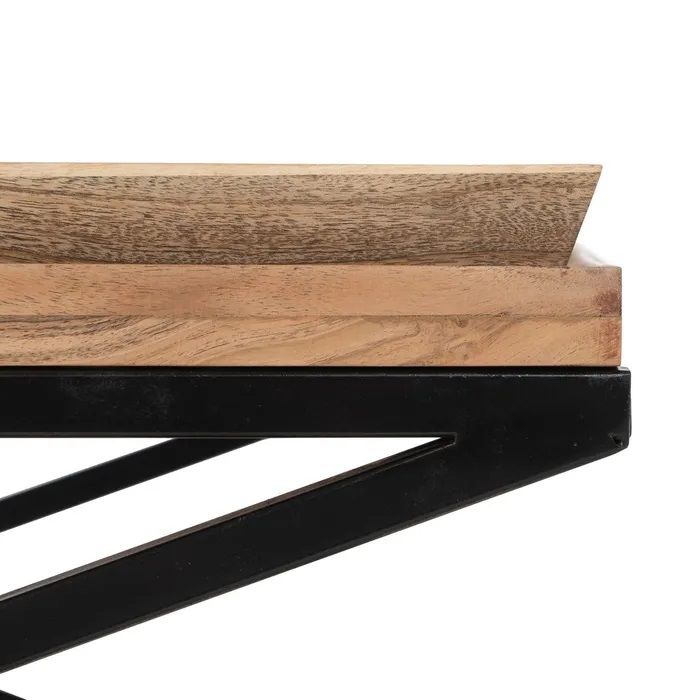 Mesa Centro Bandejas Madera Mango Hierro, 85 Cm