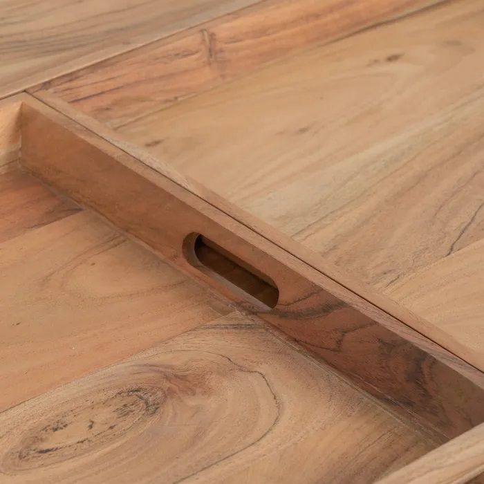 Mesa Centro Bandejas Madera Mango Hierro, 85 Cm