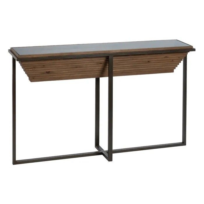 Consola Recibidor Cristal Madera Hierro
