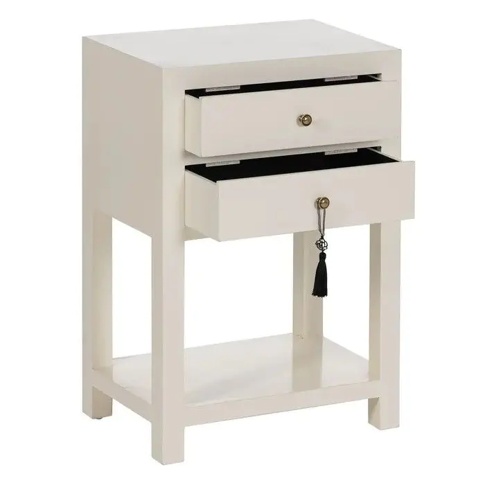 Mesita de Noche Blanca Madera Abeto, 45 X 30 X 66 Cm
