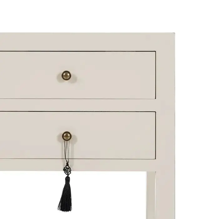 Mesita de Noche Blanca Madera Abeto, 45 X 30 X 66 Cm