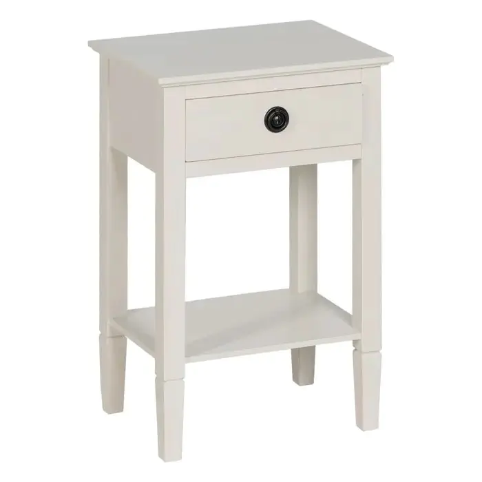 Mesita de Noche Blanco Madera Pino, 40 Cm