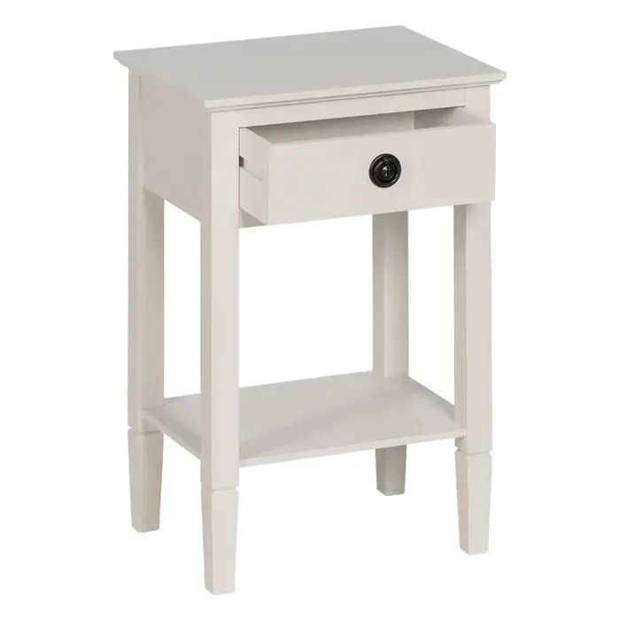 Mesita de Noche Blanco Madera Pino, 40 Cm