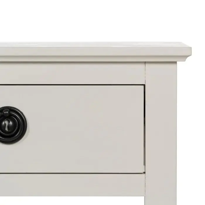 Mesita de Noche Blanco Madera Pino, 40 Cm