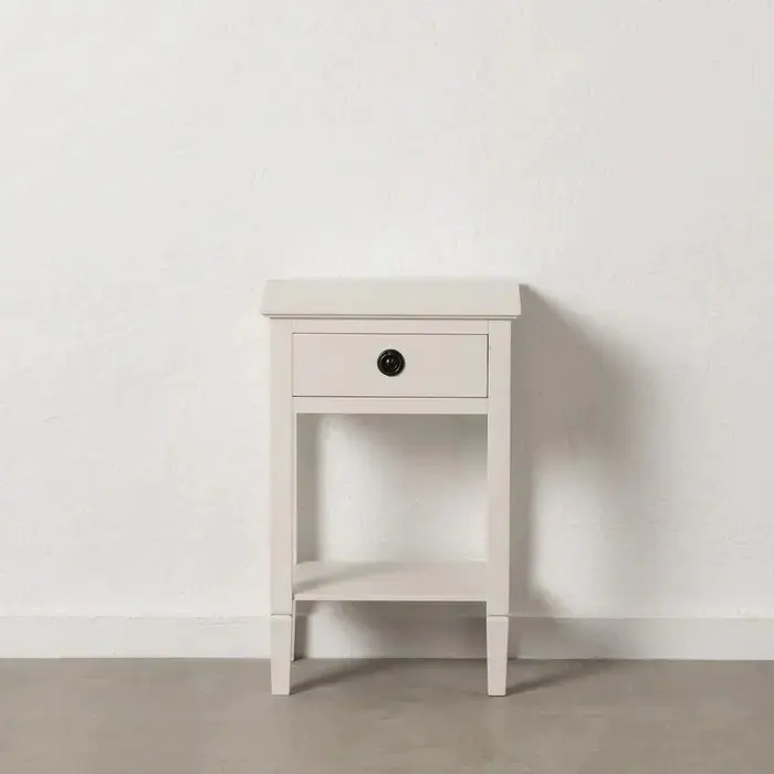 Mesita de Noche Blanco Madera Pino, 40 Cm