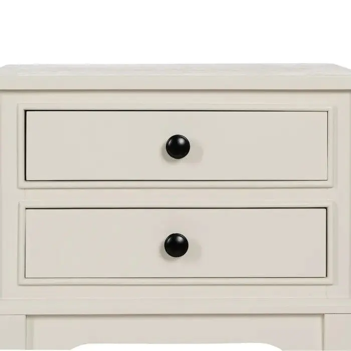 Mesita de Noche Blanca Madera Pino, 43 X 33 X 60 Cm