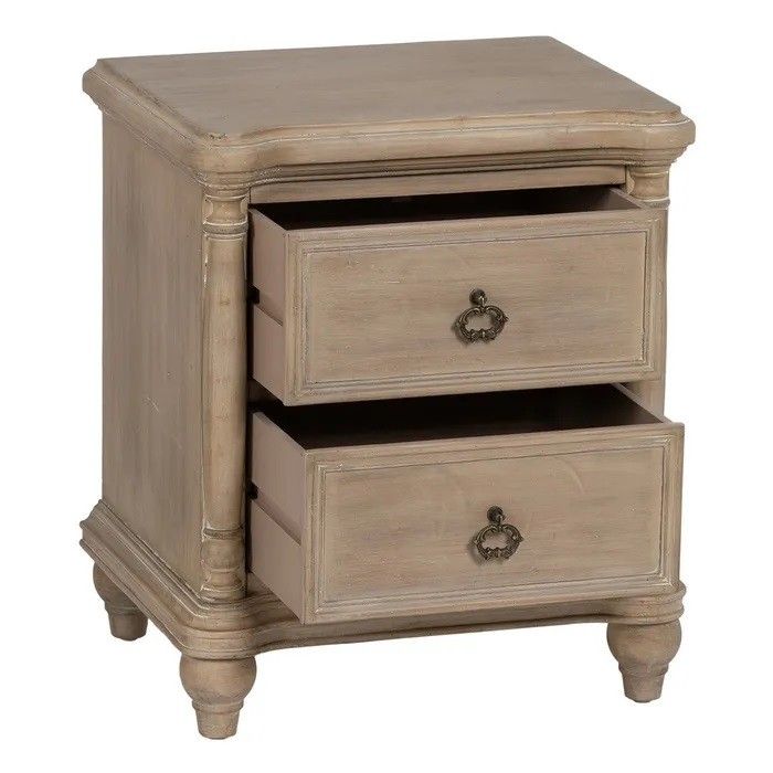Mesita de Noche Natural Madera Abeto, 48 X 38 X 56 Cm