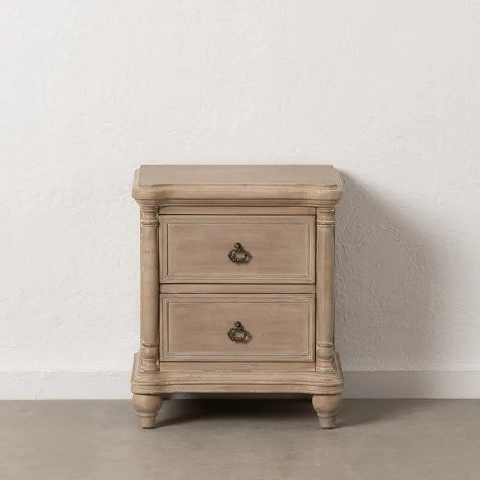 Mesita de Noche Natural Madera Abeto, 48 X 38 X 56 Cm