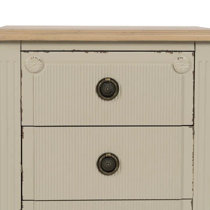 Mesita De Noche Madera Crema 3 cajones, 61 Cm