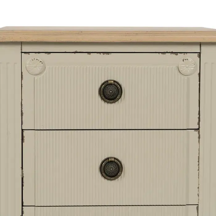 Mesita De Noche Madera Crema 3 cajones, 61 Cm