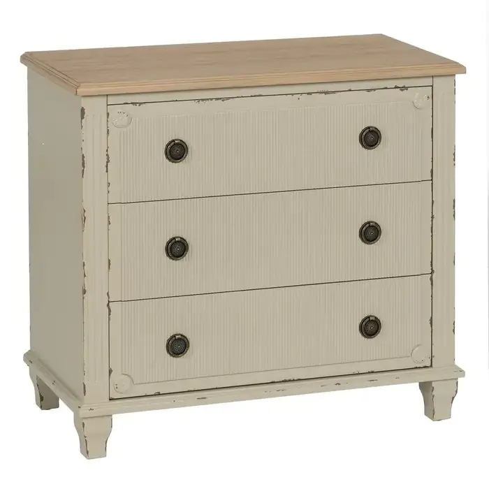 Cómoda Crema Madera Abeto 90 X 42 X 85 Cm