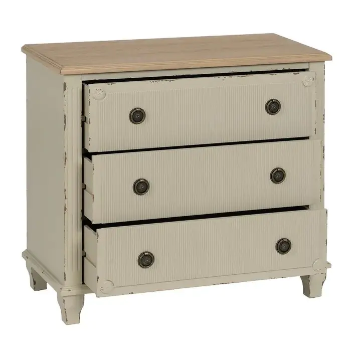 Cómoda Crema Madera Abeto 90 X 42 X 85 Cm