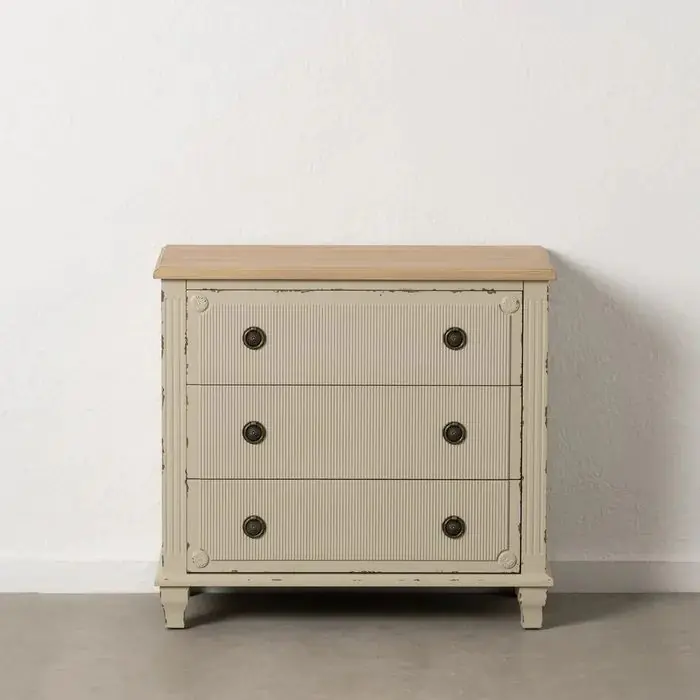 Cómoda Crema Madera Abeto 90 X 42 X 85 Cm