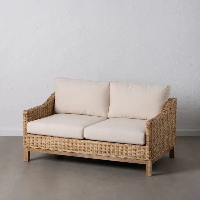 Sofá Exterior Fibra Natural Madera Mango 141 X 86 X 62 Cm