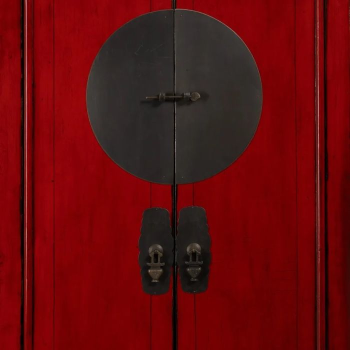 Armario Rojo Madera Pino Reciclada 83,50 X 45 X 195 Cm