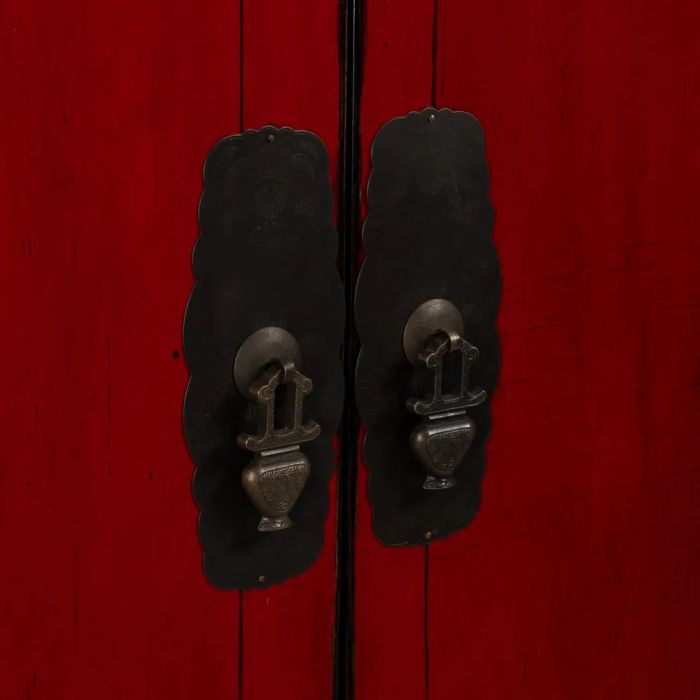Armario Rojo Madera Pino Reciclada 83,50 X 45 X 195 Cm