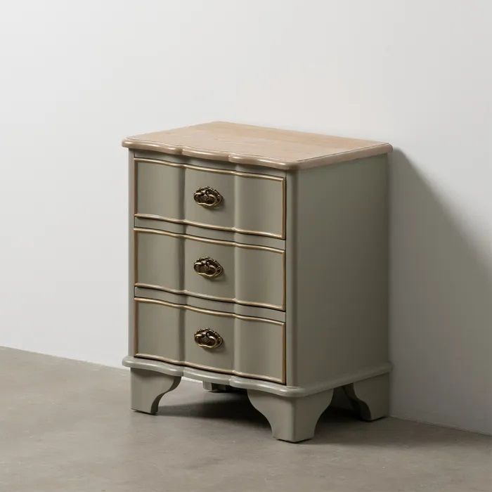 Mesita Noche Madera Abeto Taupe, 50 X 35 X 60 Cm
