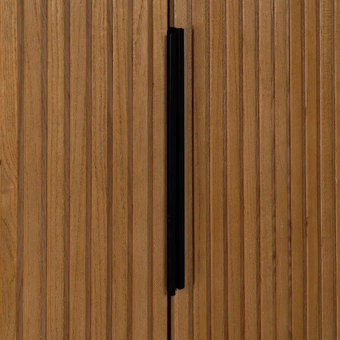 Armario Líneas Negro Natural Madera Fresno Hierro, 104 X 53 X 203 Cm