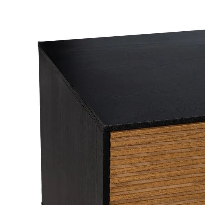 Mueble TV Negro Natural Madera Fresno, 154 X 40 X 44 Cm
