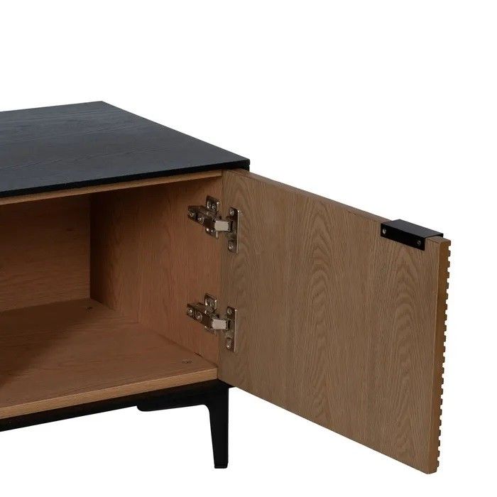 Mueble TV Negro Natural Madera Fresno, 154 X 40 X 44 Cm