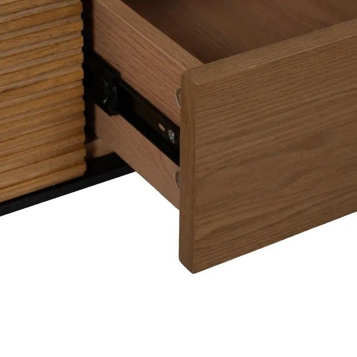 Mueble TV Negro Natural Madera Fresno, 154 X 40 X 44 Cm